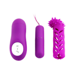 Лиловый вибратор MAGIC X20 с насадкой и пультом ДУ - 10 см. (Цвет: лиловый)