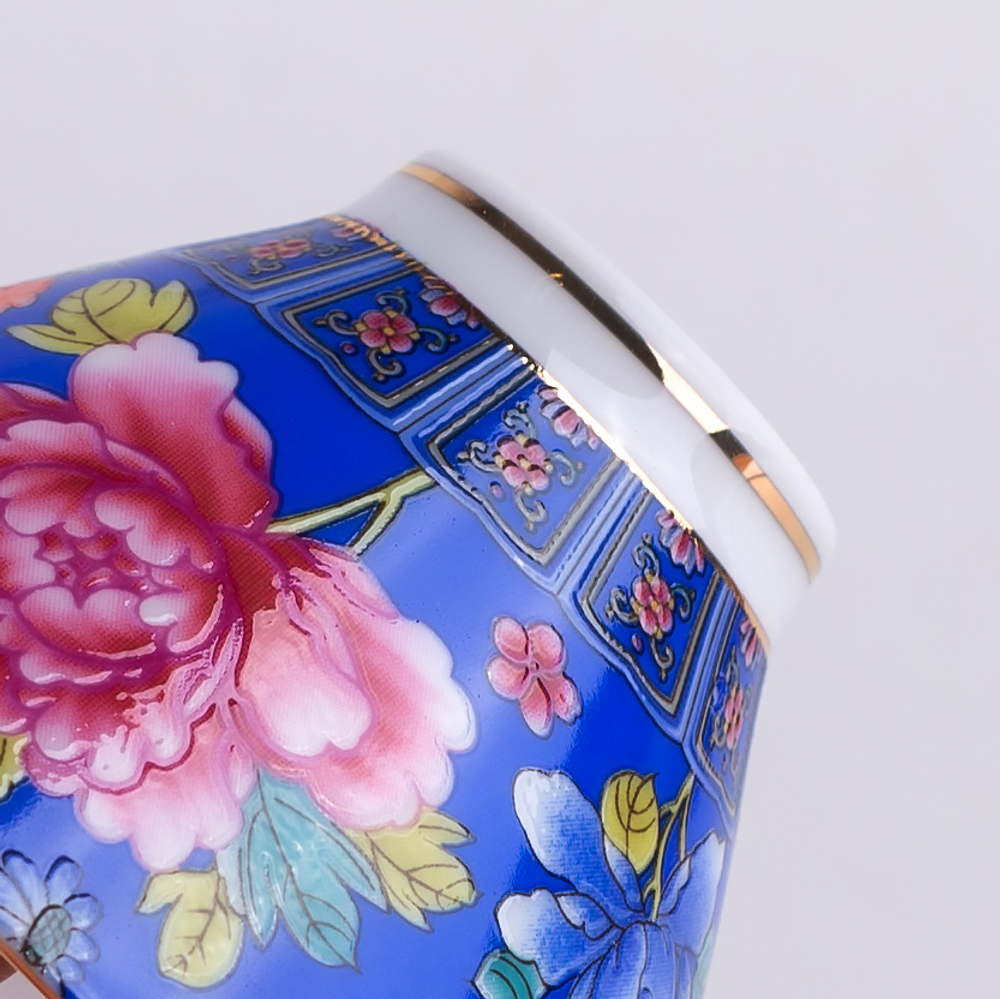 278074.1 Пиала РЕЛЬЕФ БА ХУА "Конус Цветок" h=4,5см, d=7,5см, 65 мл, фарфор синий