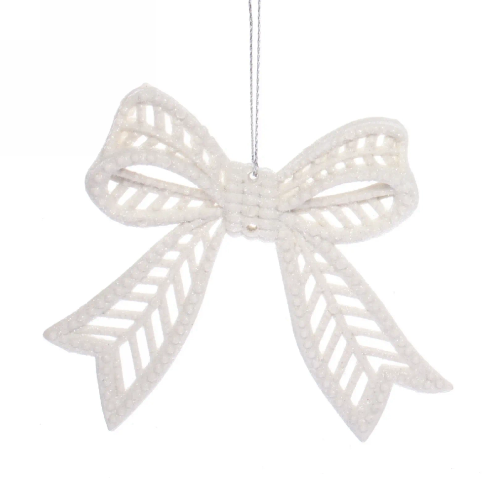 Подвески в блёсках «Сказочные бантики» 9*11 см (набор 2 шт), Белый