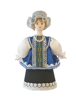 Фарфоровая кукла коллекционная в девичьем костюме Олонецкой губернии