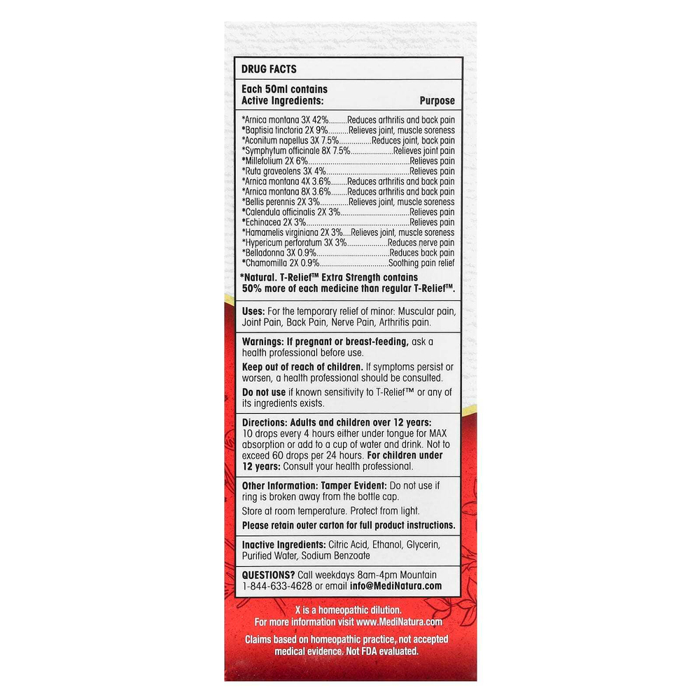 MediNatura, T-Relief, растительная добавка с арникой, 50 мл (1,69 жидк. унции)