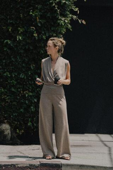 ZARA БАЗОВЫЕ БРЮКИ ПИКЕ, СВЕТЛО-КОРИЧНЕВЫЙ