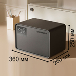Сейф LockSworth биометрический + электронный замок + ключ, 250х360х250 мм, 6 кг, черный