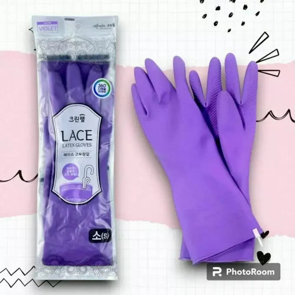 Перчатки из натурального латекса с внутренним покрытием S фиолетовые