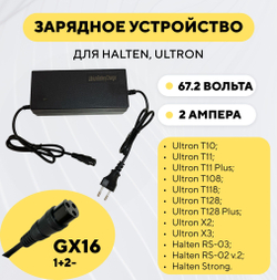 Зарядное устройство 60V 2A для электросамоката Ultron Т10/T11/T108/T118/T128/X2/X3, Halten RS-03