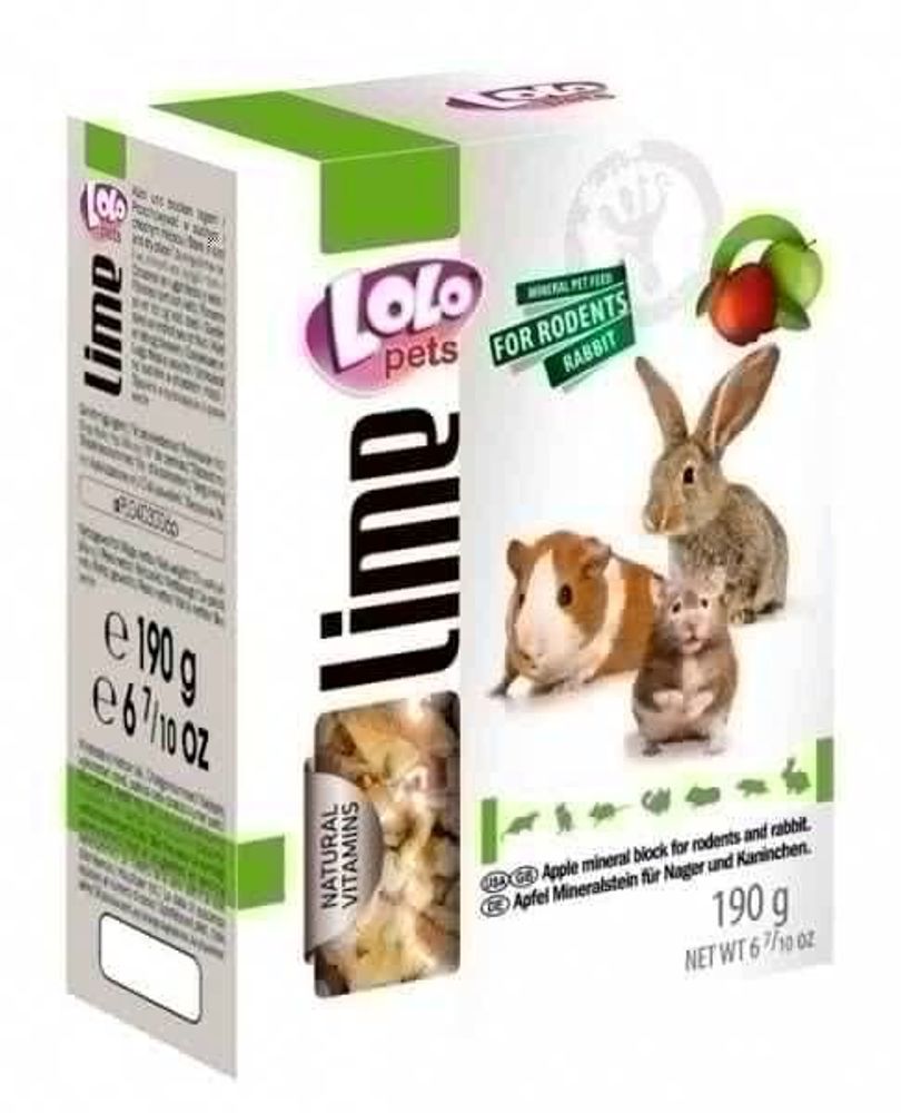 LoLo PETS Минеральный камень для грызунов и кроликов с яблоком XL 190г