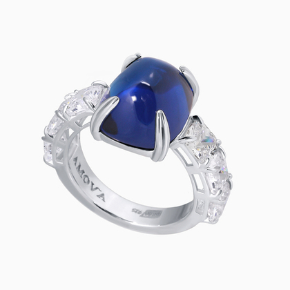 Кольцо "Крайслер" из серебра с сапфировым цирконом