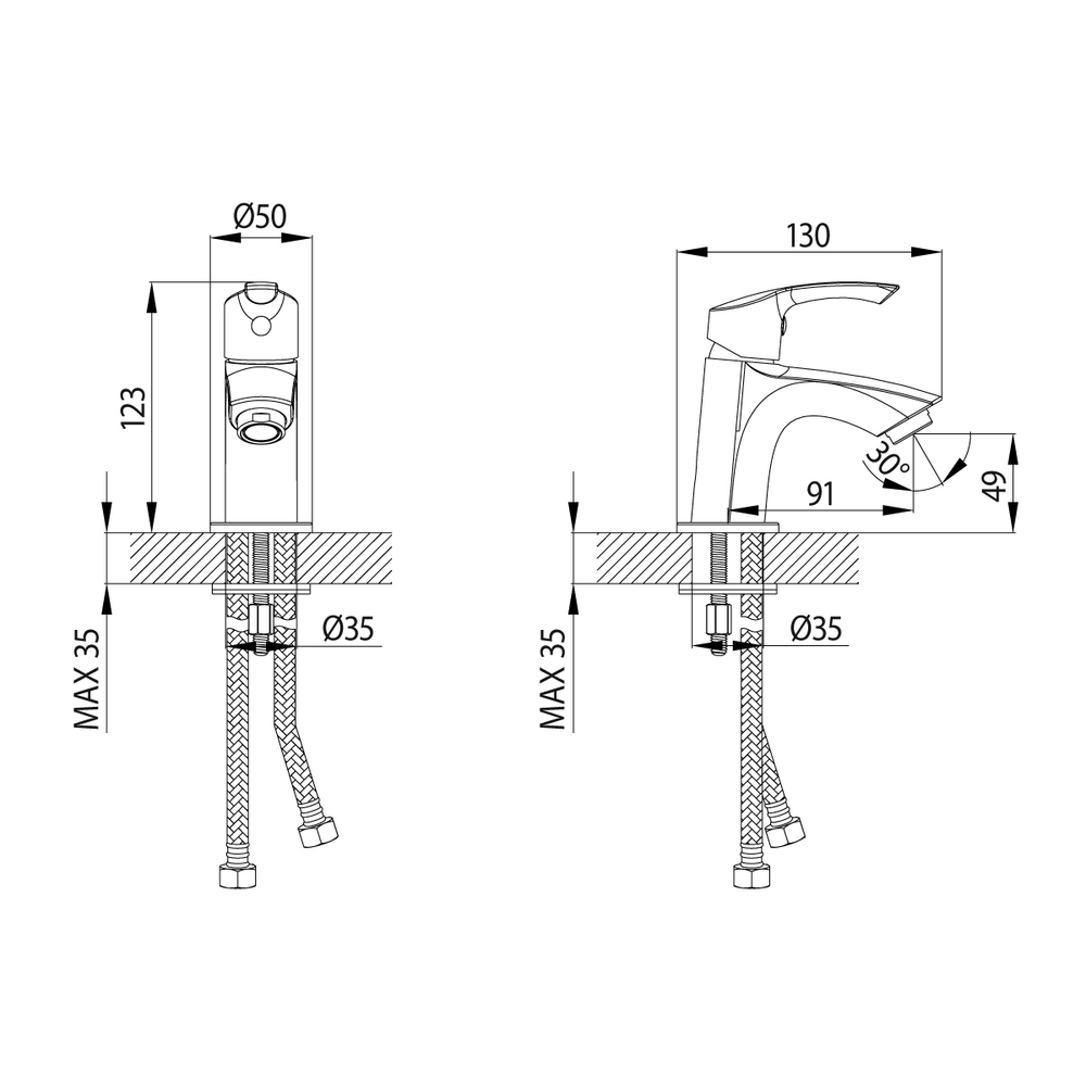 СМЕСИТЕЛЬ ДЛЯ УМЫВАЛЬНИКА МОНОЛИТНЫЙ ХРОМ (К/К 12) LM1106C ПЛЮС СТРАЙК