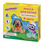 Масса для лепки лёгкая ЮНЛАНДИЯ "ЮНЛАНДИК И ДОМАШНИЕ ЛЮБИМЦЫ", 4 цвета по 45 мл, застывающая, 105020