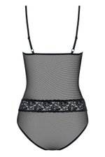 Прозрачное боди с бусинками на декольте (Размер: L-XL) (Цвет: черный)