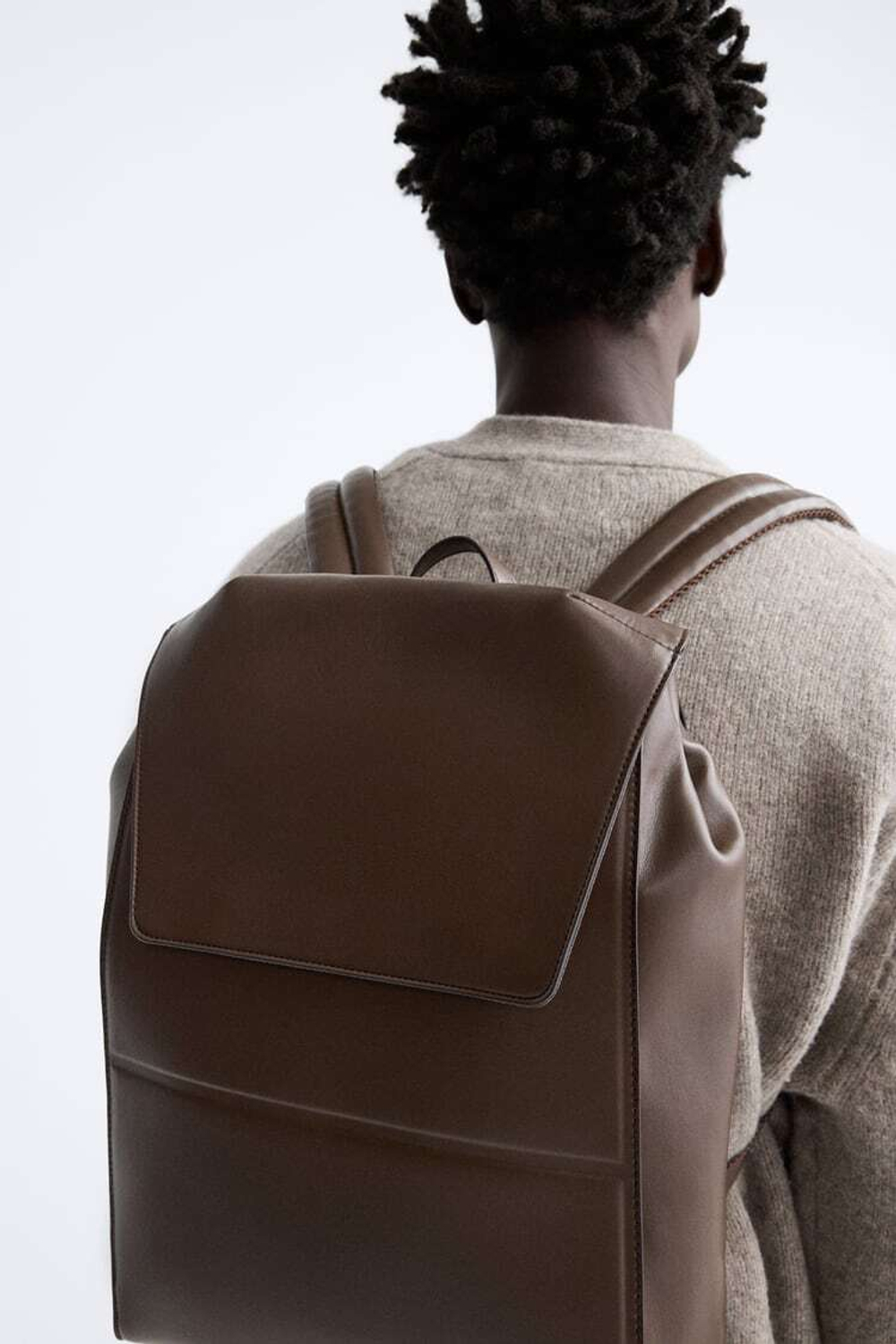 ZARA РЮКЗАК С КЛАПАНОМ, КОРИЧНЕВЫЙ