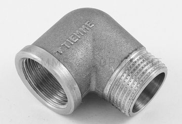 Угольник латунный Tiemme 1/2"x1/2" НР/ВР с наружной/внутренней резьбой никелированный 1500057