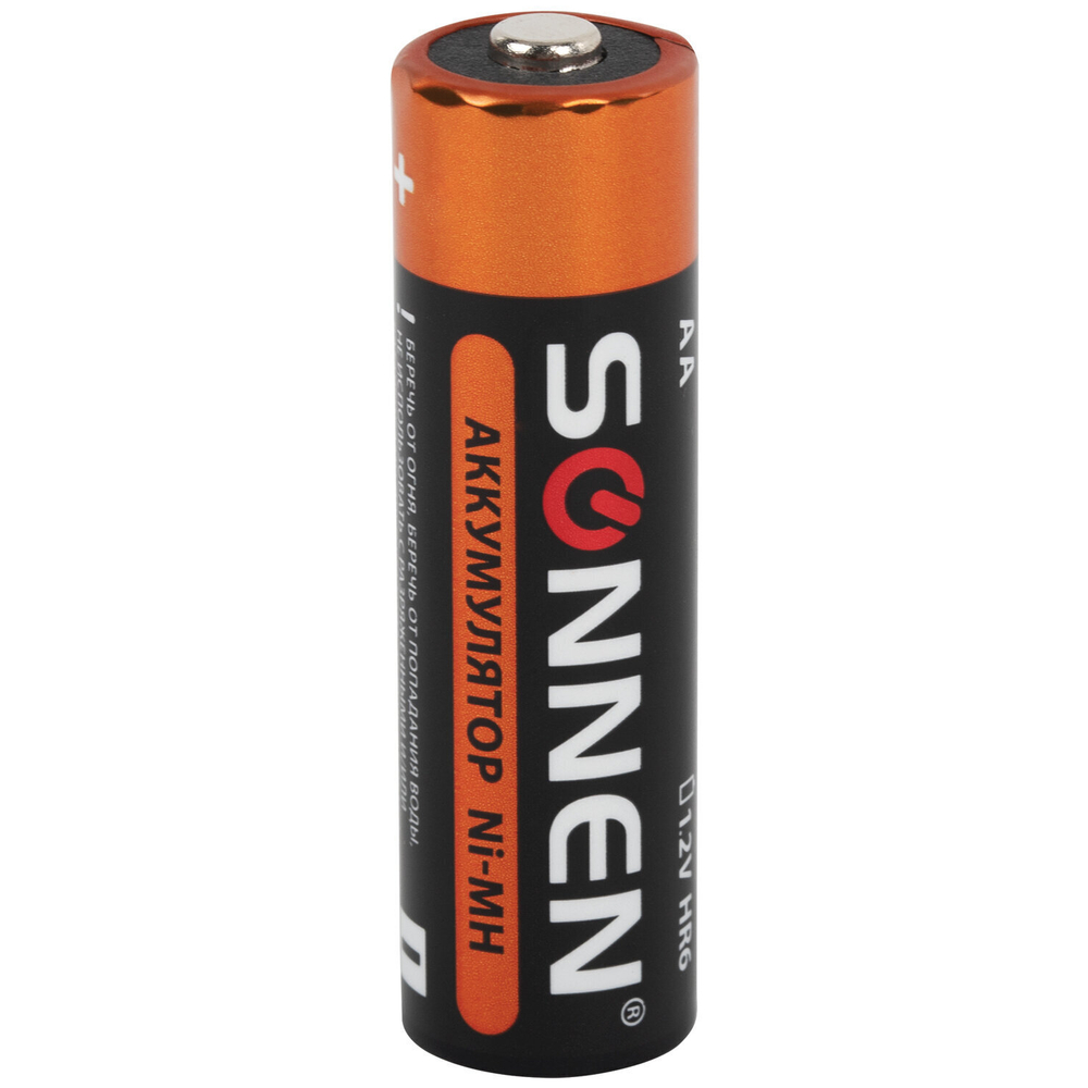Батарейки аккумуляторные Ni-Mh пальчиковые комплект 4 шт. АА (HR6) 1600 mAh SONNEN
