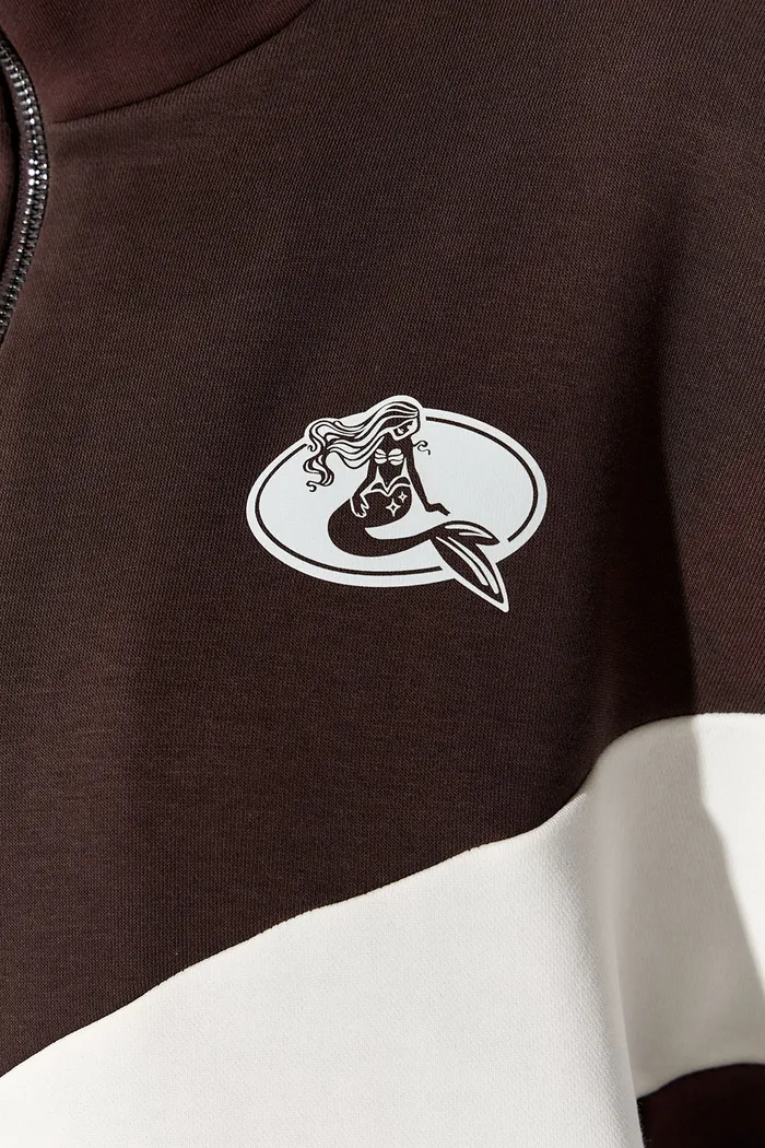 Олимпийка колор-блок "Âme Sirène" шоколадного цвета