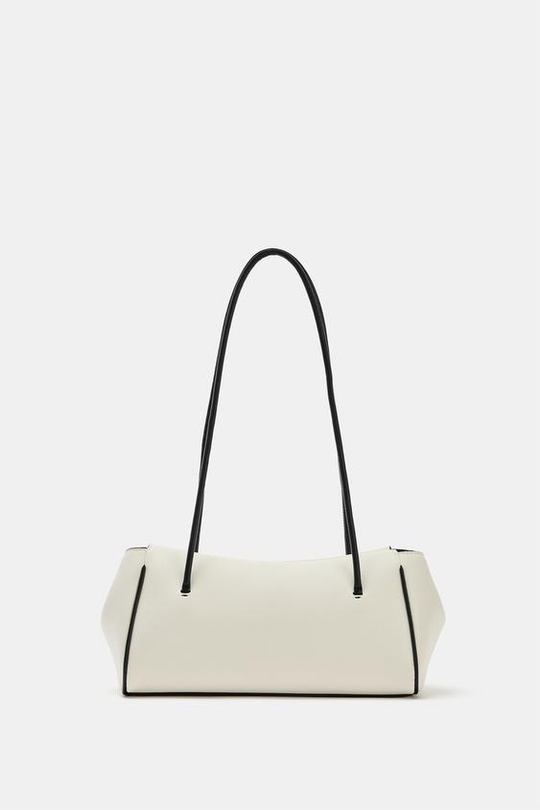 ZARA ПРЯМОУГОЛЬНАЯ СУМКА С ПЛЕЧЕВЫМ РЕМНЕМ, БЕЛЫЙ