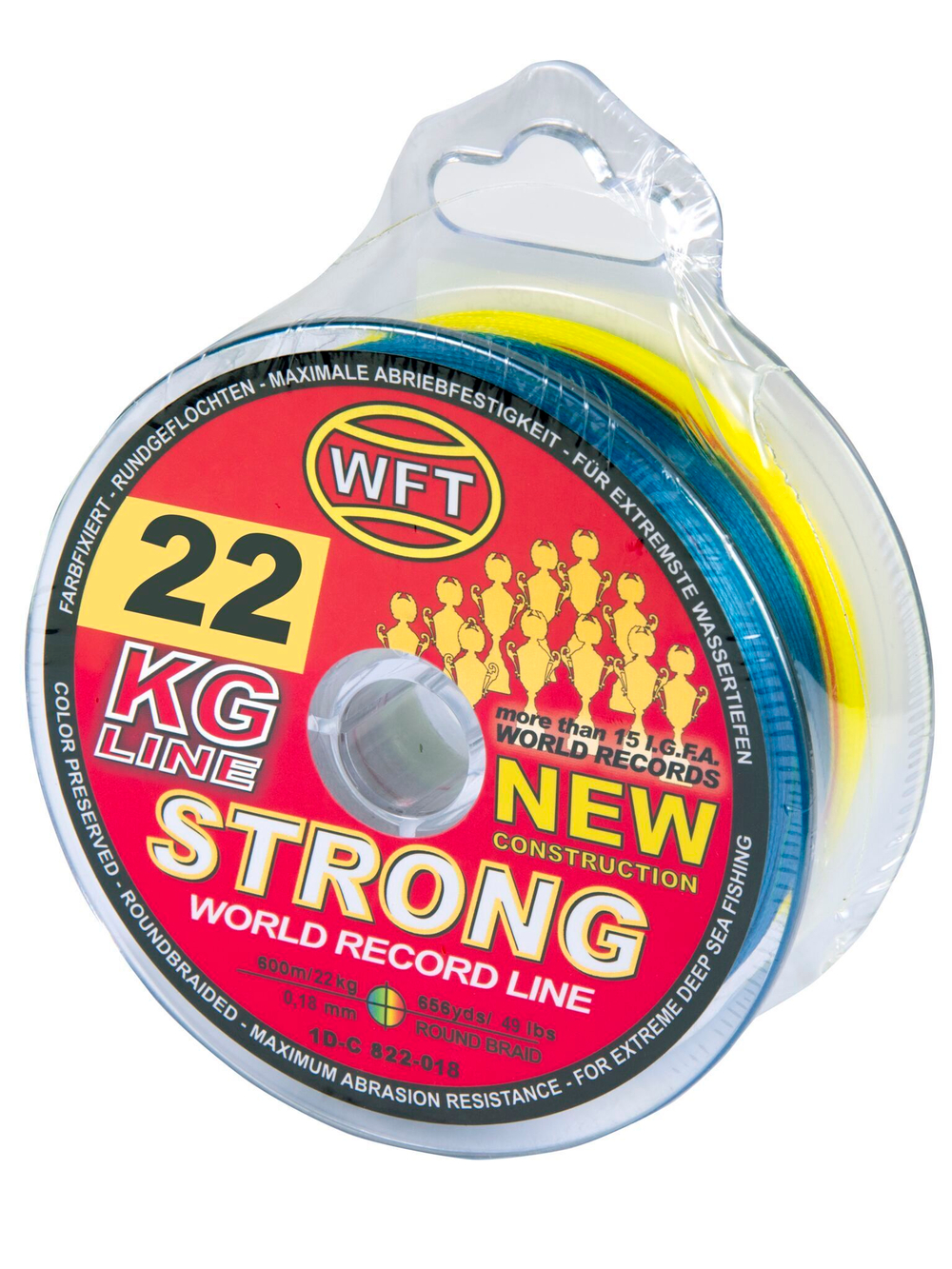 Леска плетёная WFT KG STRONG Multicolor 600 м, 0.18 мм