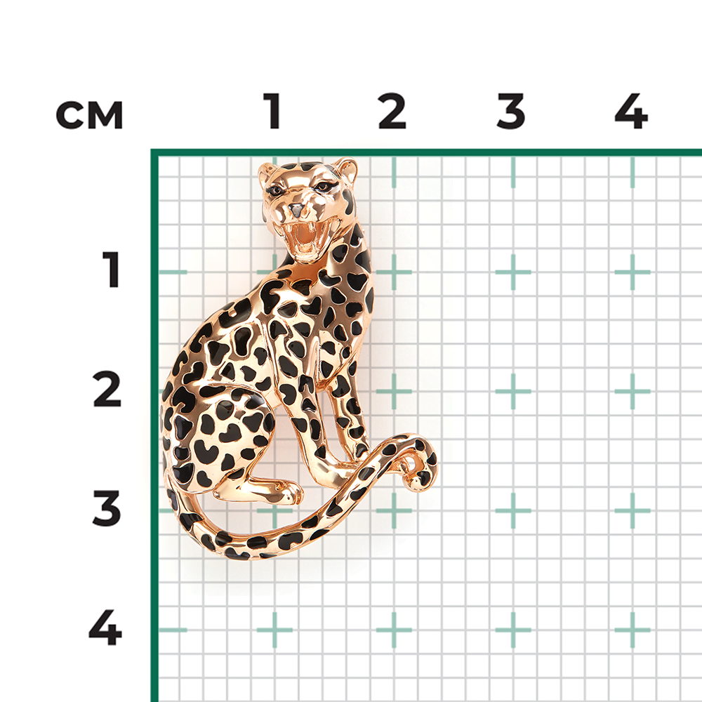 Брошь «Леопард» из красного золота с эмалью