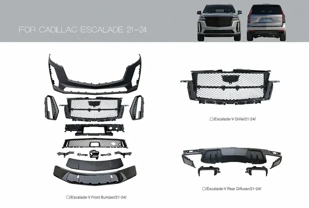 Обвес для Cadillac Escalade V 2021-2024+ Кадиллак бампер диффузор решетка радиатора