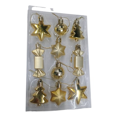 Набор подвесок "Праздничное настроение", золото, 10 шт. (Аспект)