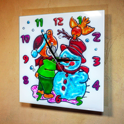 Часы раскраска на стекле для детей "Лучшие друзья" Декор для дома, подарок