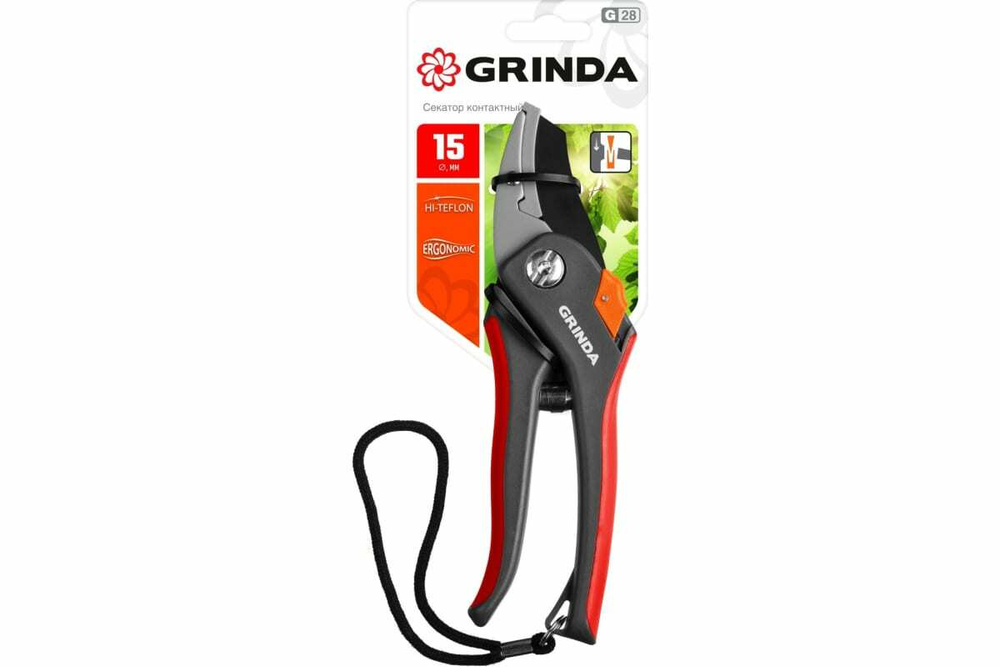 Секатор GRINDA G-28 с двухкомпонентными рукоятками, контактный, 205мм 8-423203_z02
