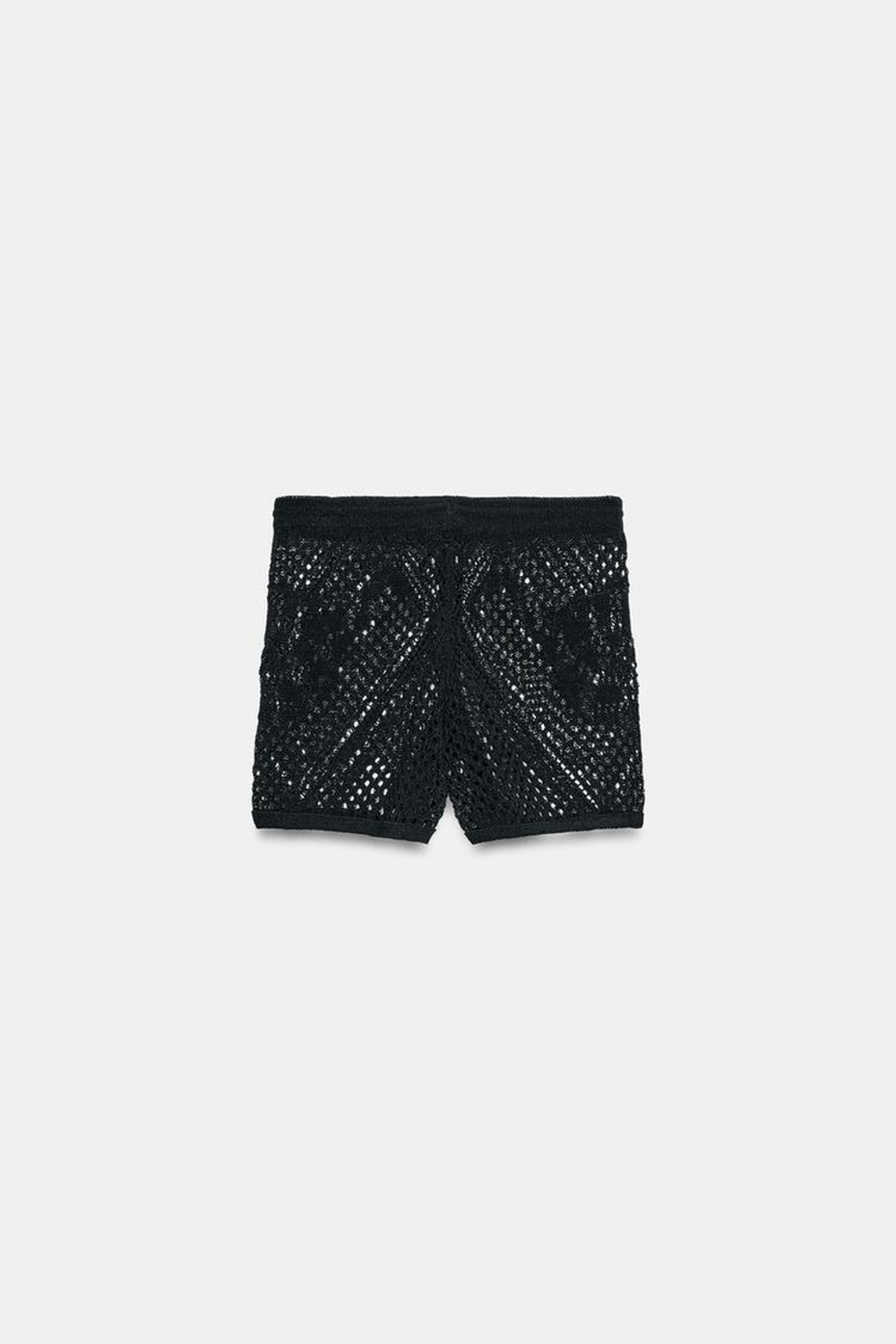ZARA АЖУРНЫЕ ТРИКОТАЖНЫЕ ШОРТЫ, ЧЕРНЫЙ