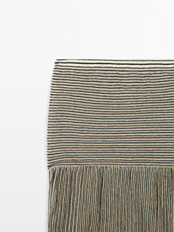 Massimo Dutti Плиссированная юбка миди с меланжевым узором, бежевый