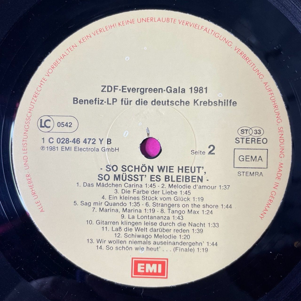 Винтажная виниловая пластинка LP Сборник So Schon Wie Heut (Germany 1981)