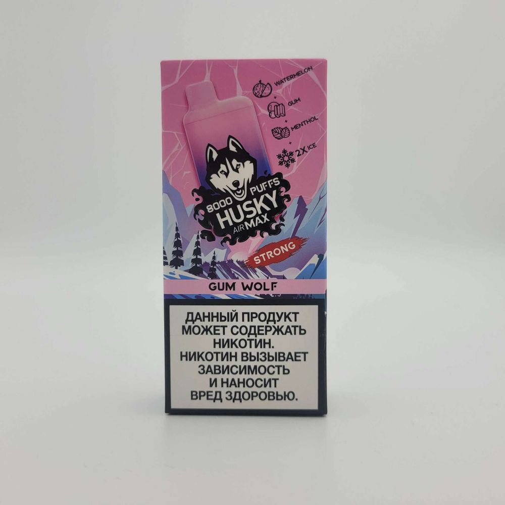 Husky Airmax GUM WOLF Арбузная мятная жвачка-двойной лёд 8000 купить в Москве с доставкой по России