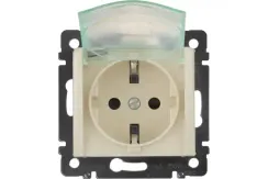 Розетка Legrand Valena с заземлением с крышкой и шторкой IP44 слоновая кость 25713