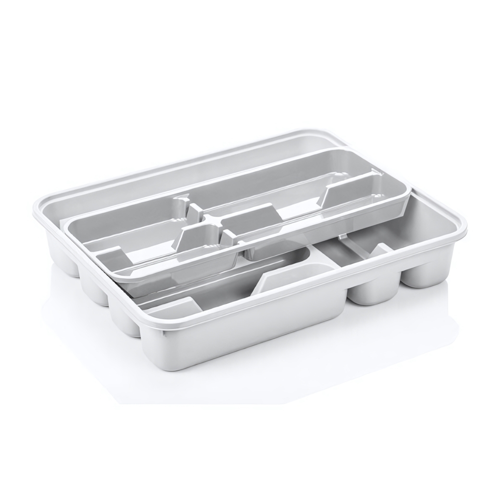 Лоток для столовых приборов двойной на 10 секций белый