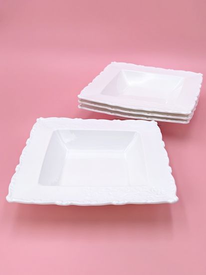 Тарелка глубокая с бортиком 22х4 см. квадратная, набор 4 шт. "Орнамент"