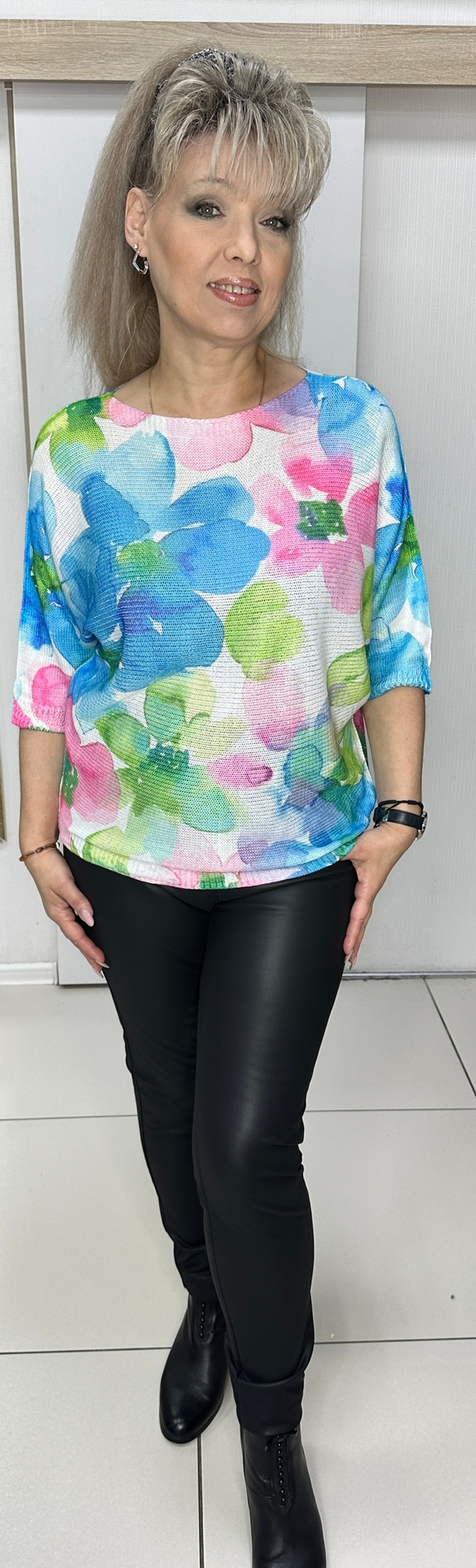 Итальянский трикотажный цветной блузон