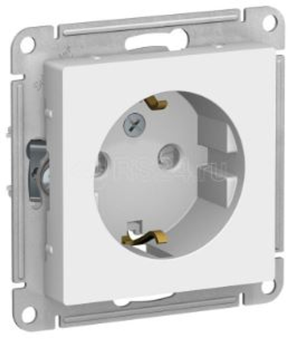 Розетка 1-м СП AtlasDesign 16А IP20 с заземл. защ. шторки механизм бел. SE ATN000145