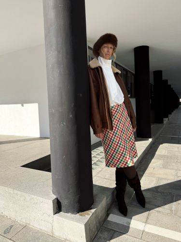 Шерстяная юбка-миди в цветную клетку