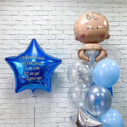 Композиция из воздушных шаров "Мальчик родился"