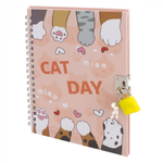 Блокнот в футляре, 18 см * 22 см, гребень, Alingar, мат.ламин, ручка, замочек, диз. блок, линия, 45 л., "Лапки", персиковый