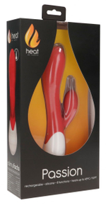 Красный вибратор-кролик Passion с функцией нагрева - 20 см. (Цвет: красный)
