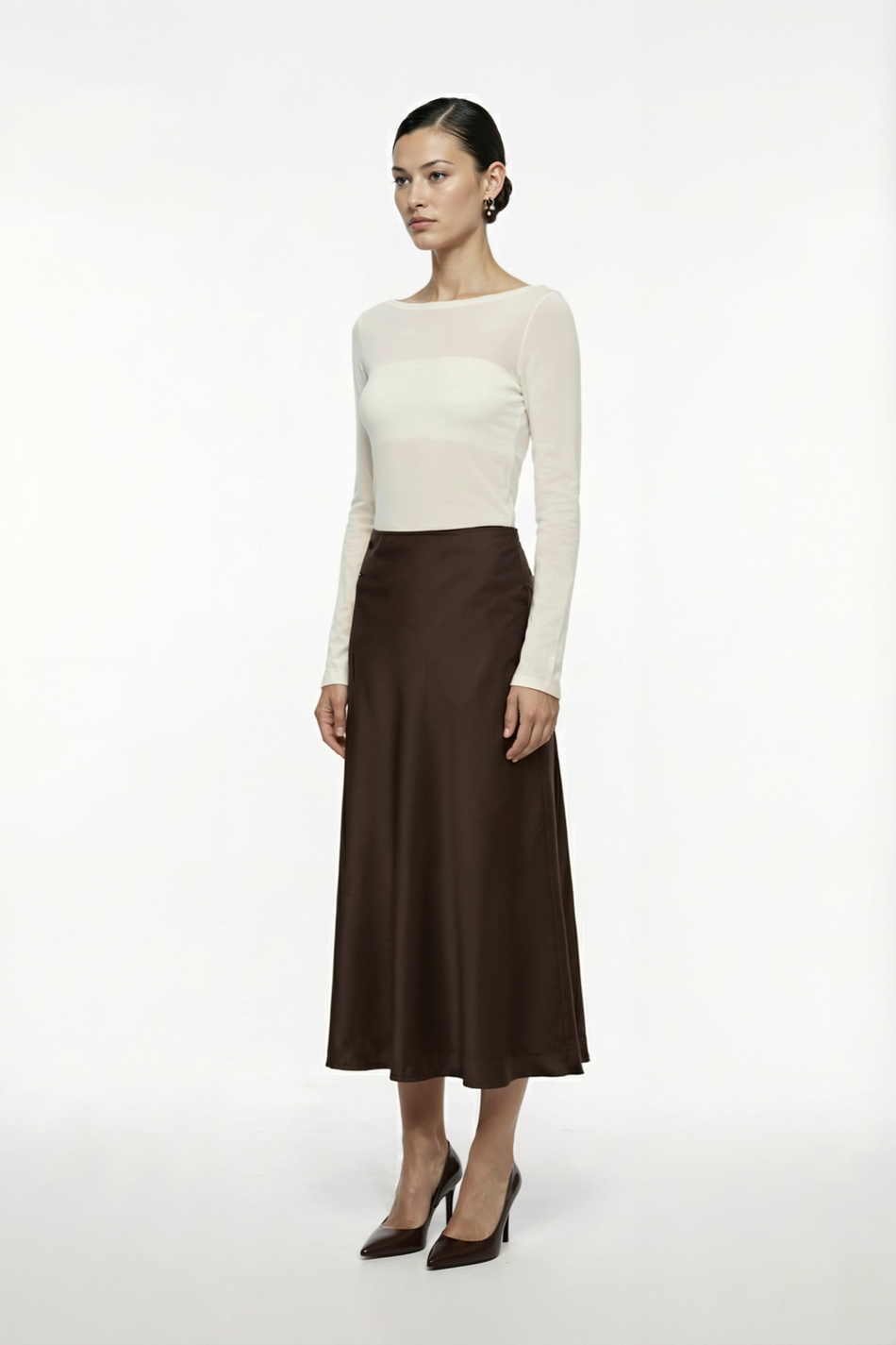 Юбка миди из атласа