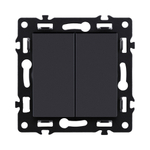 Выключатель 2-клавишный 10А/250В, черный Kollinger Asthetik AS-004BK