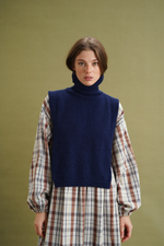 Манишка из кашемира с мериносом синего цвета ПРЕДЗАКАЗ