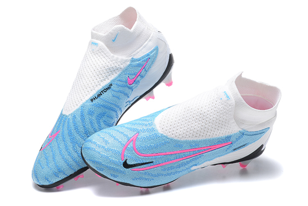 Бутсы Nike Phantom GX Elite FG (Белый+голубой)