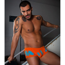 Мужские трусы хипсы оранжевые с бирюзовыми вставками Wild Milk Wonderland Hip Boxer Orange