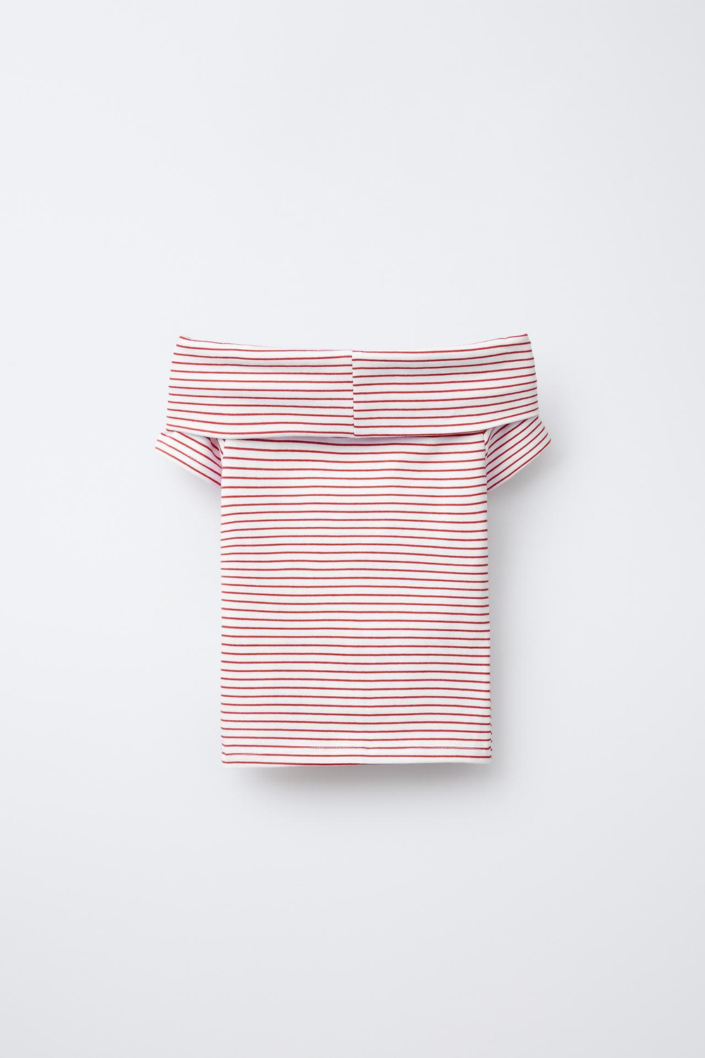 ZARA ТОП В ПОЛОСКУ С ОТКРЫТЫМИ ПЛЕЧАМИ, КРАСНЫЙ/БЕЛЫЙ