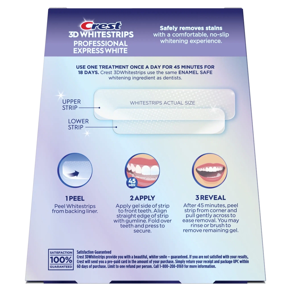 Отбеливающие полоски для зубов Crest 3D Whitestrips Professional Express White