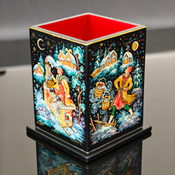 Стакан под ручки и карандаши "По-щучьему веленью" (Ручная роспись Палех)