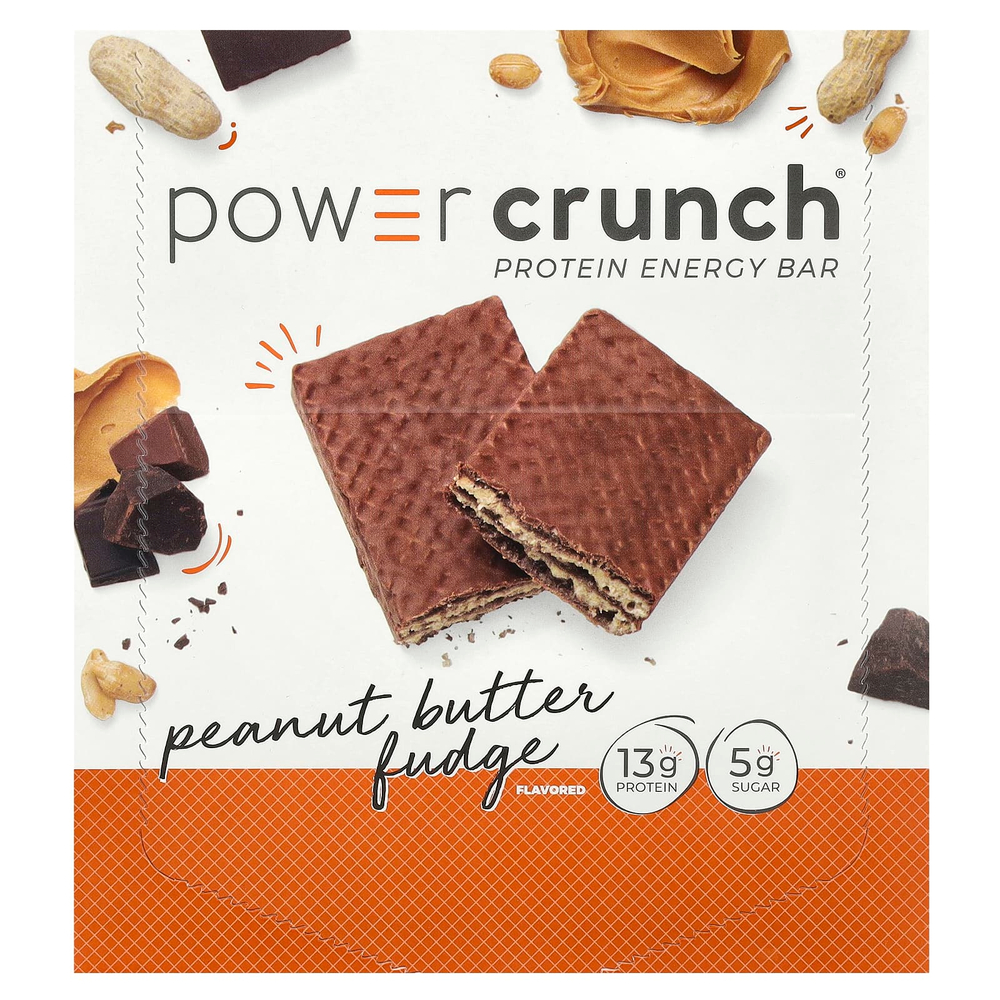 BNRG, Power Crunch®, протеиновый батончик, помадка с арахисовой пастой, 12 батончиков по 40 г (1,4 унции)