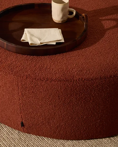 Kaeli Пуф для ног со съемным чехлом из терракотового букле Ø 90