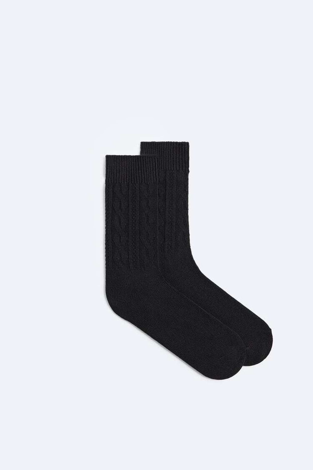 ZARA НОСКИ С УЗОРОМ «КОСЫ», ЧЕРНЫЙ