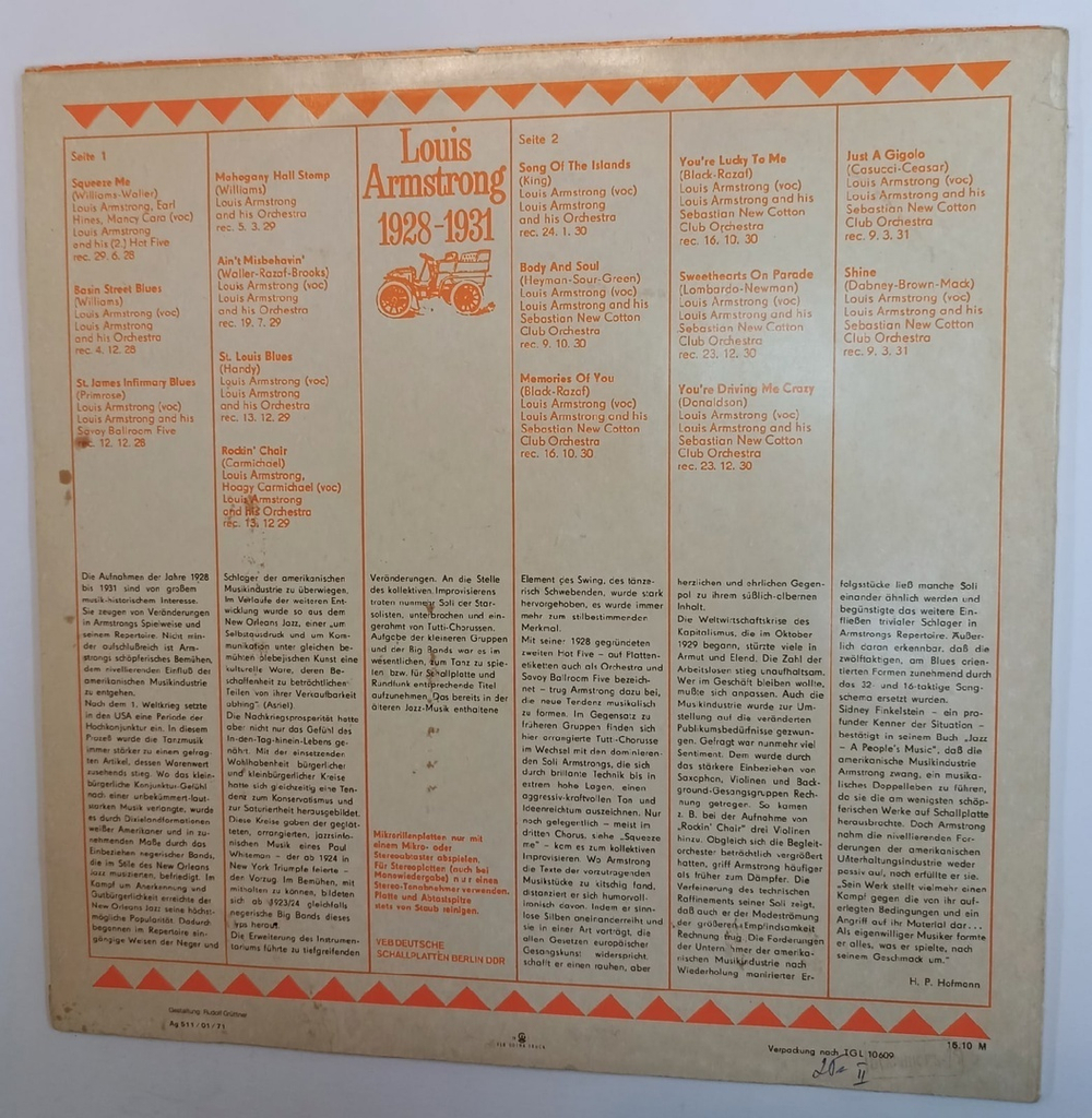 Louis Armstrong 1928 1931 (GDR 1971)